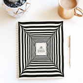 Illusion d'optique rayures noires et blanches 2025