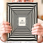 Illusion d'optique rayures noires et blanches 2025