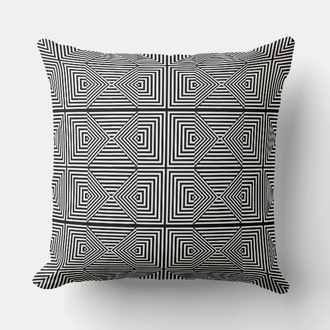 Illusion optique Coussin géométrique noir et blanc (Recto)