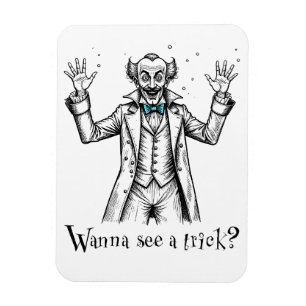  illusionist met wilde ogen: "Wil je een truc zien Magneet