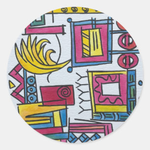 Illusoire-grillige handgeschilderde aquarel kunst ronde sticker