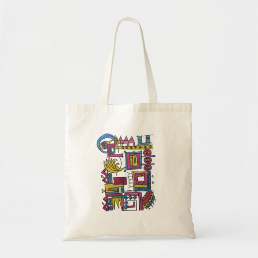 Illusoire-whimsische handgeschilderde abstracte ku tote bag (Voorkant)