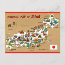 Illustrate Map of Japan Postcard