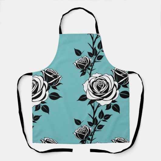 Illustrated Black And White Roses  Schort (Voorkant)