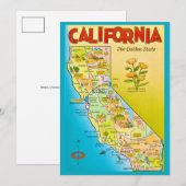 Illustrated California State 5x7 Big Postcard Bedankkaart (Voorkant / Achterkant)