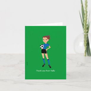 Illustrated Girl's Soccer Carte de remerciements