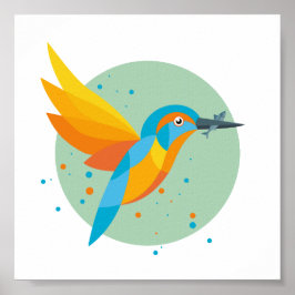 Illustrated Kingfisher Poster