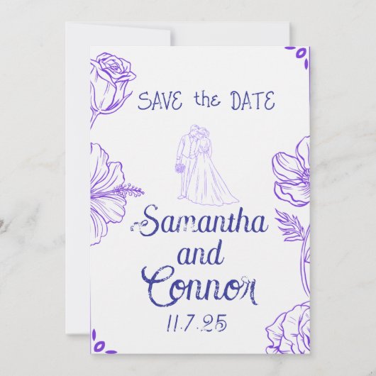 Illustrated Save the Date Invitation (Devant)