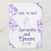 Illustrated Save the Date Invitation (Devant / Derrière)