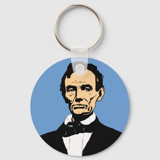 Illustratie Abraham Lincoln over blauw Sleutelhanger (Voorkant)