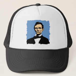 Illustratie Abraham Lincoln over blauw Trucker Pet