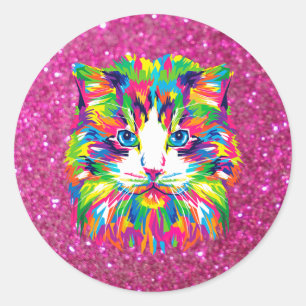 Illustratie abstracte kat ronde sticker