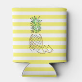 Illustratie anananas Gele Stripes Summer Blikjeskoeler (Achterkant)