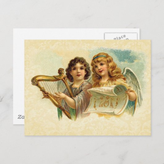 illustratie Angels Singing en Harp Briefkaart (Voorkant / Achterkant)