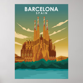 Illustratie Barcelona Spanje Sagrada Família Poster