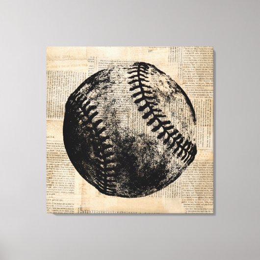  illustratie Baseball Newspapier Style Canvas Afdruk (Voorkant)