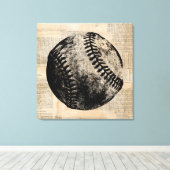 illustratie Baseball Newspapier Style Canvas Afdruk (Insitu (Houten vloer))