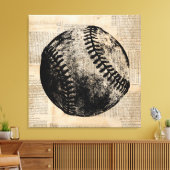 illustratie Baseball Newspapier Style Canvas Afdruk (Insitu (Woonkamer))