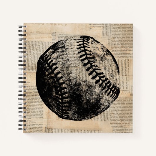  illustratie Baseball Newspapier Style Notitieboek (Voorkant)