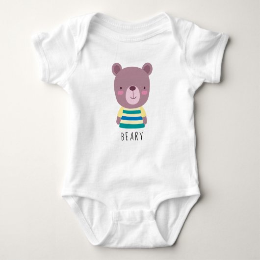 Illustratie Beer bevestigen - naam Baby Bo Romper (Voorkant)
