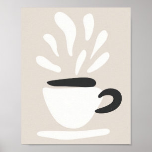 Illustratie Beker Stoomende Koffie Boho Stijl Poster