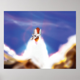 Illustratie bij lancering van Space Shuttle Poster