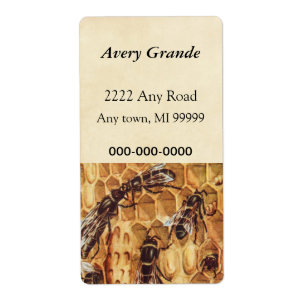  illustratie, bijen in een korf etiket