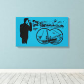 illustratie Binocles Sailboat Canvas Afdruk (Insitu (Houten vloer))