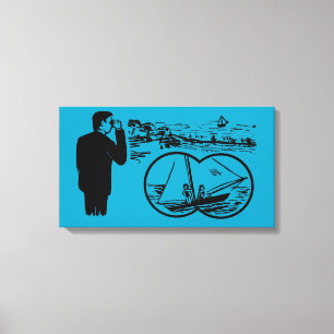  illustratie Binocles Sailboat Canvas Afdruk