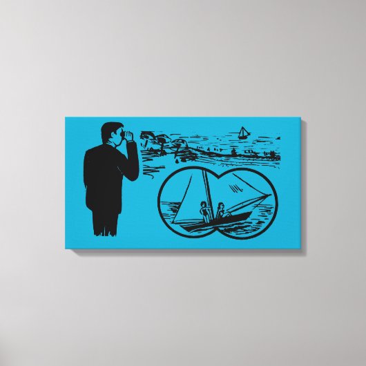 illustratie Binocles Sailboat Canvas Afdruk (Voorkant)