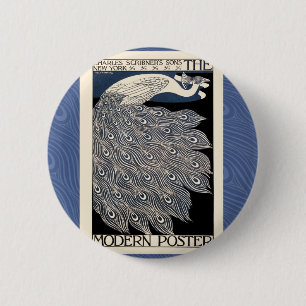 illustratie blauwe vogel ronde button 5,7 cm