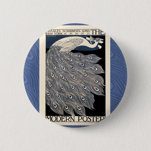  illustratie blauwe vogel ronde button 5,7 cm (Voorkant)