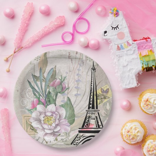 Illustratie bloem- en oliefabriek papieren bordje (Feest)