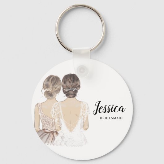Illustratie bridesmaid keyring sleutelhanger (Voorkant)