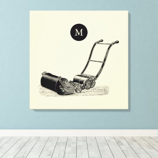 ILLUSTRATIE British Lawn Mower Monogram C Canvas Afdruk (Insitu (Houten vloer))