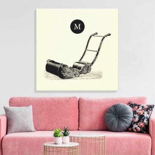 ILLUSTRATIE British Lawn Mower Monogram C Canvas Afdruk (Insitu (Woonkamer))