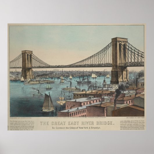 Illustratie  Brooklyn Bridge (1872) Poster (Voorkant)