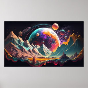 Illustratie buitenaardse planeet poster