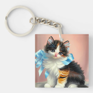 illustratie Calico Kitten Sleutelhanger
