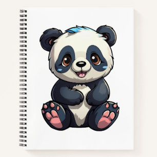 illustratie cartoon panda notitieboek