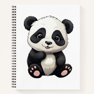 illustratie cartoon panda notitieboek