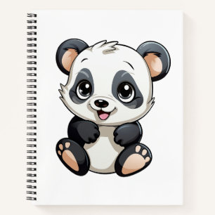illustratie cartoon panda notitieboek