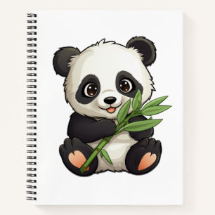 illustratie cartoon panda notitieboek