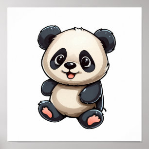 illustratie cartoon panda poster