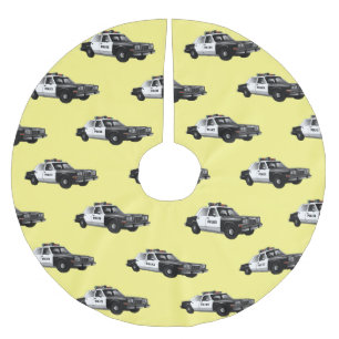 Illustratie cartoon politieauto kerstboom rok