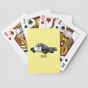 Illustratie cartoon politieauto pokerkaarten