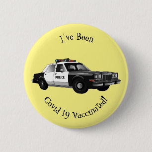 Illustratie cartoon politieauto ronde button 5,7 cm