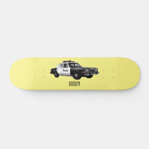 Illustratie cartoon politieauto skateboard