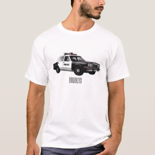 Illustratie cartoon politieauto t-shirt