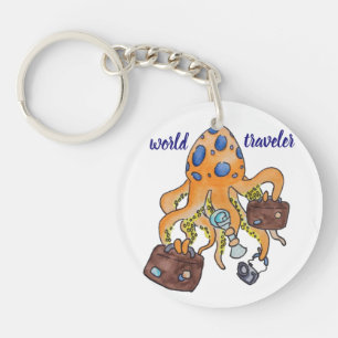Illustratie Cartoon reisvakantie Funny Octopus Sleutelhanger